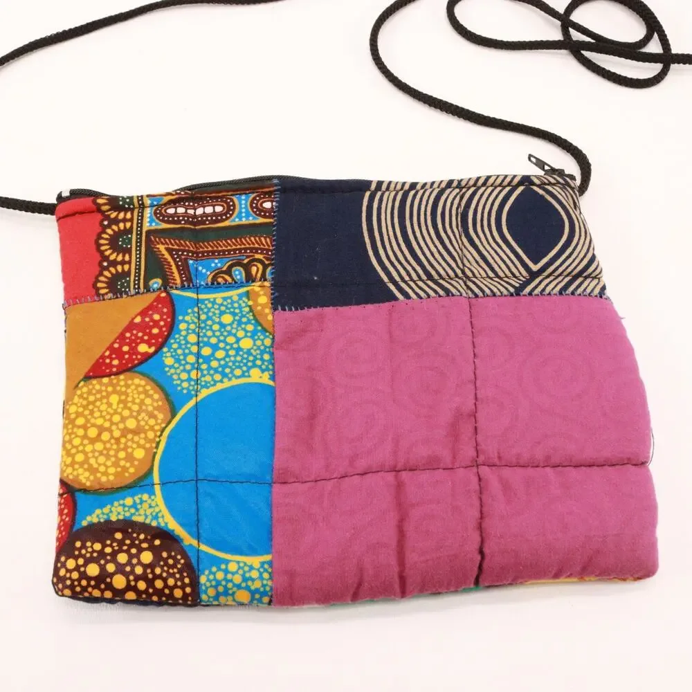 Bohemian Crossbody Handbag Women S Multicolor Patch Fabric Purse Lined Bag